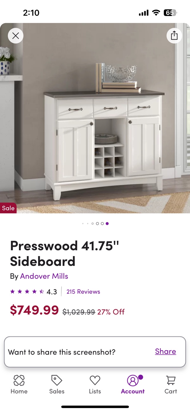 White Sideboard with Stainless Steel Top
