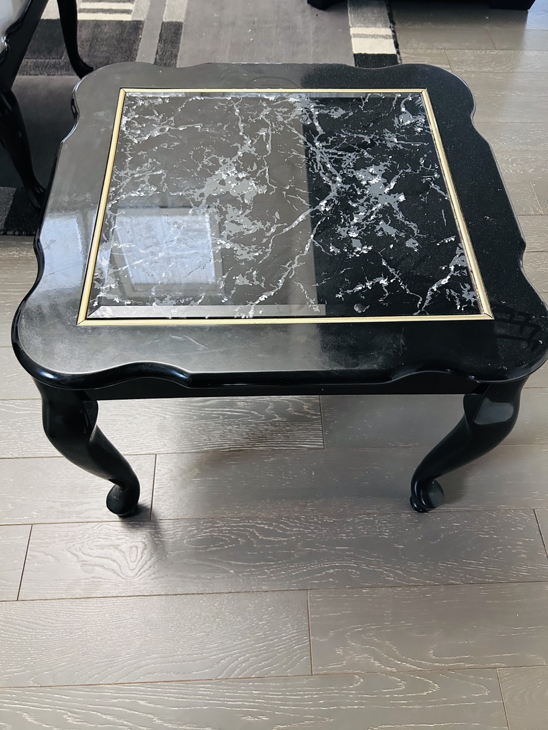 Black Coffee Table with Marble Top and 2 end tables - photo 2