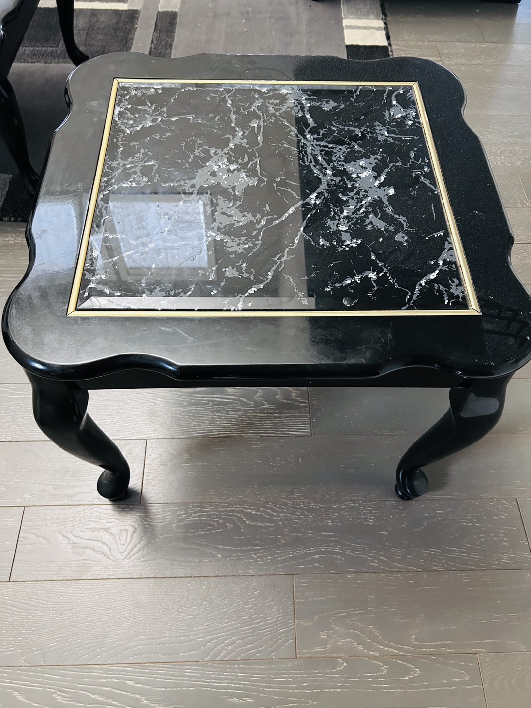 Black Coffee Table with Marble Top and 2 end tables - photo 3