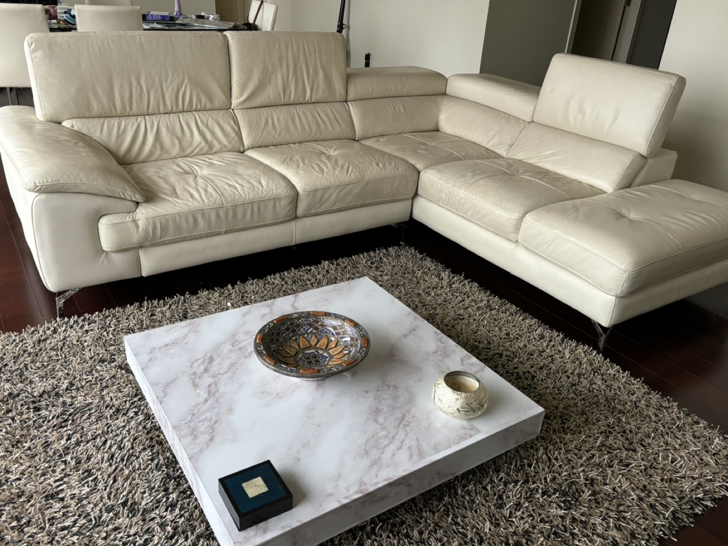 White Leather Sectional Sofa