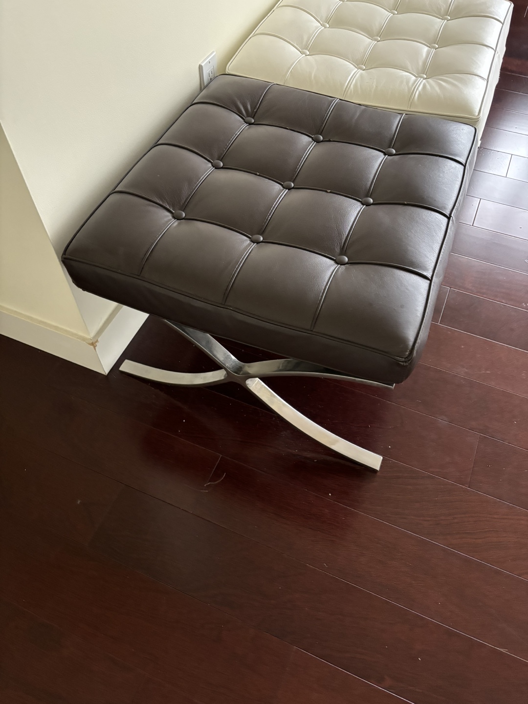 Two Leather Ottomans - photo 2