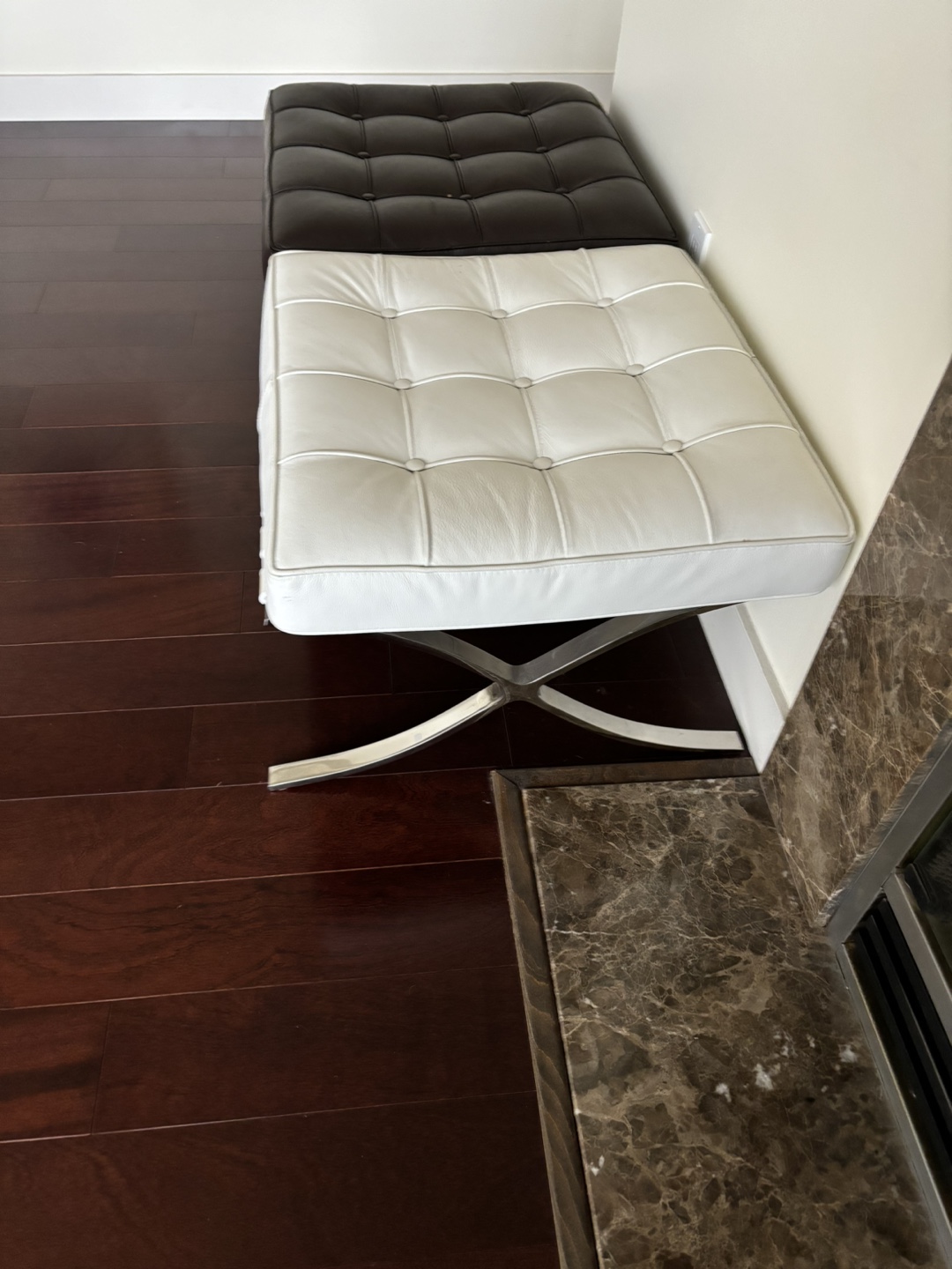 Two Leather Ottomans - photo 3