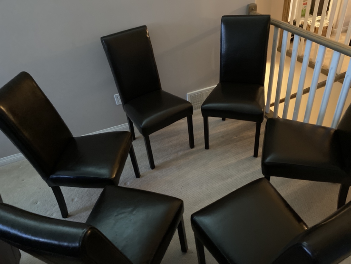 6 Black Leather Dining Chair Set