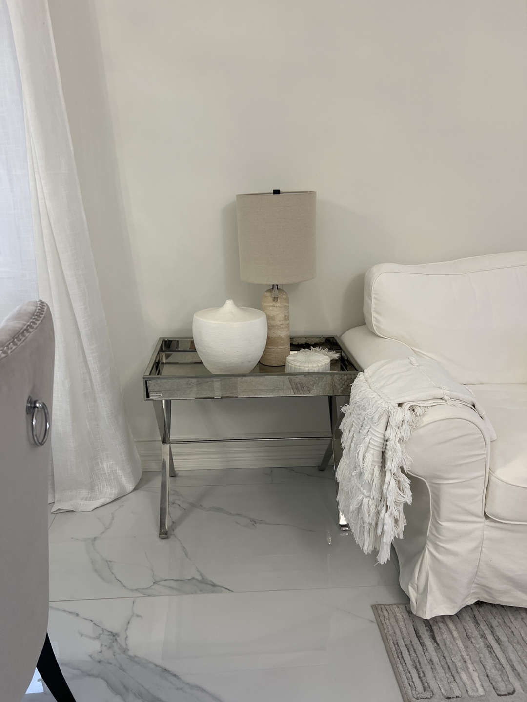 Mirrored End Table