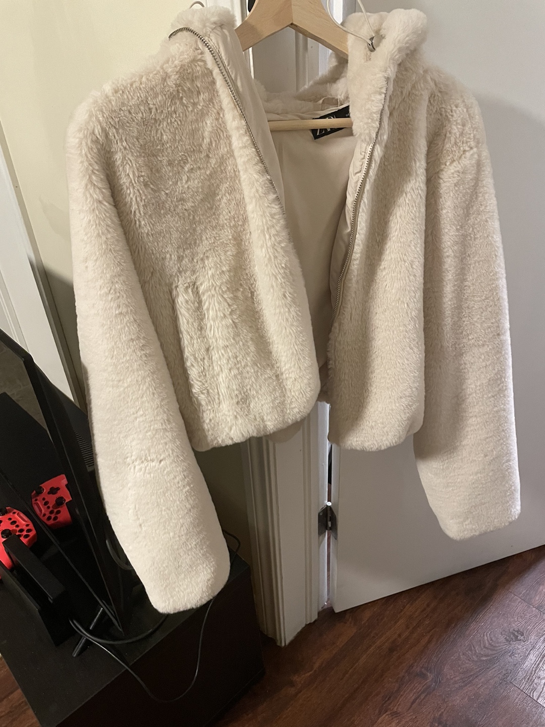 Zara hooded faux fur jacket