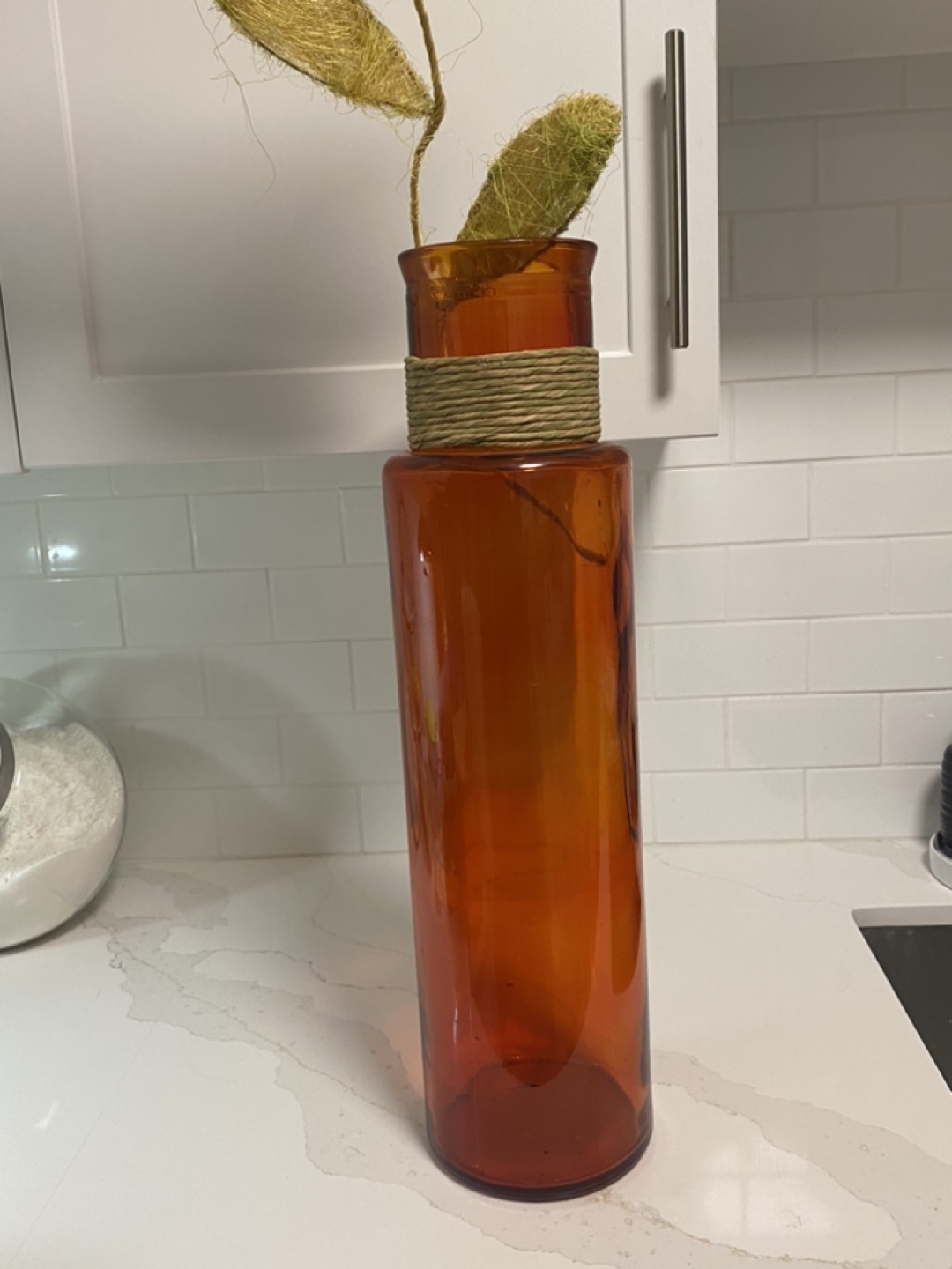 Red tall glass vase