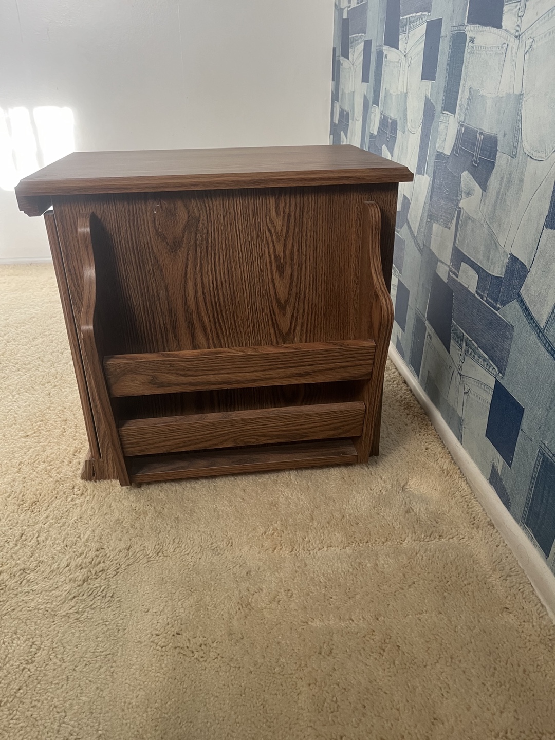 Solid Wood End Table with Magazine Rack - photo 2