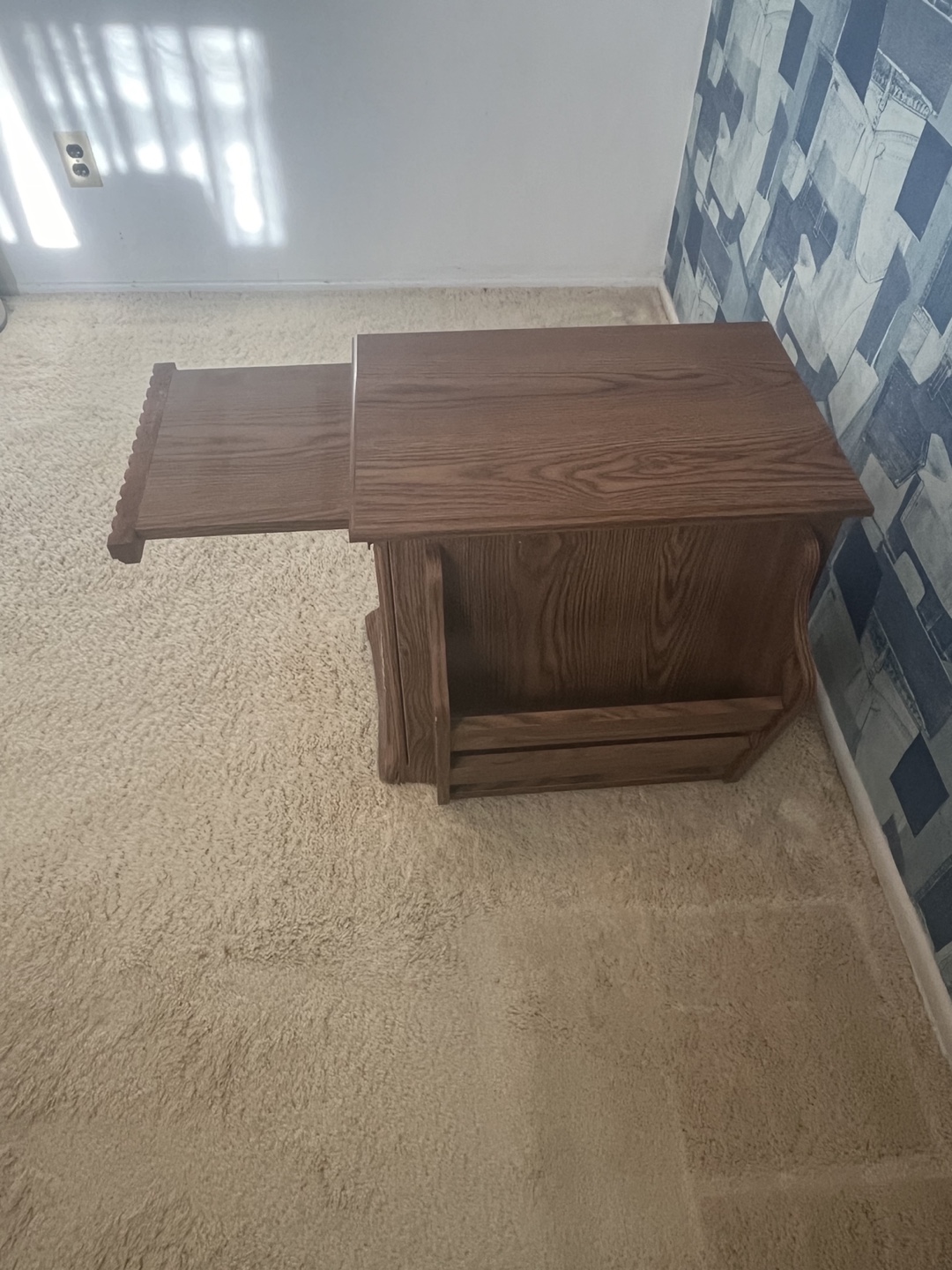 Solid Wood End Table with Magazine Rack