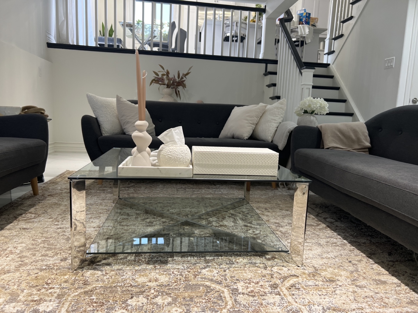 Glass Coffee Table with Chrome Legs - photo 2
