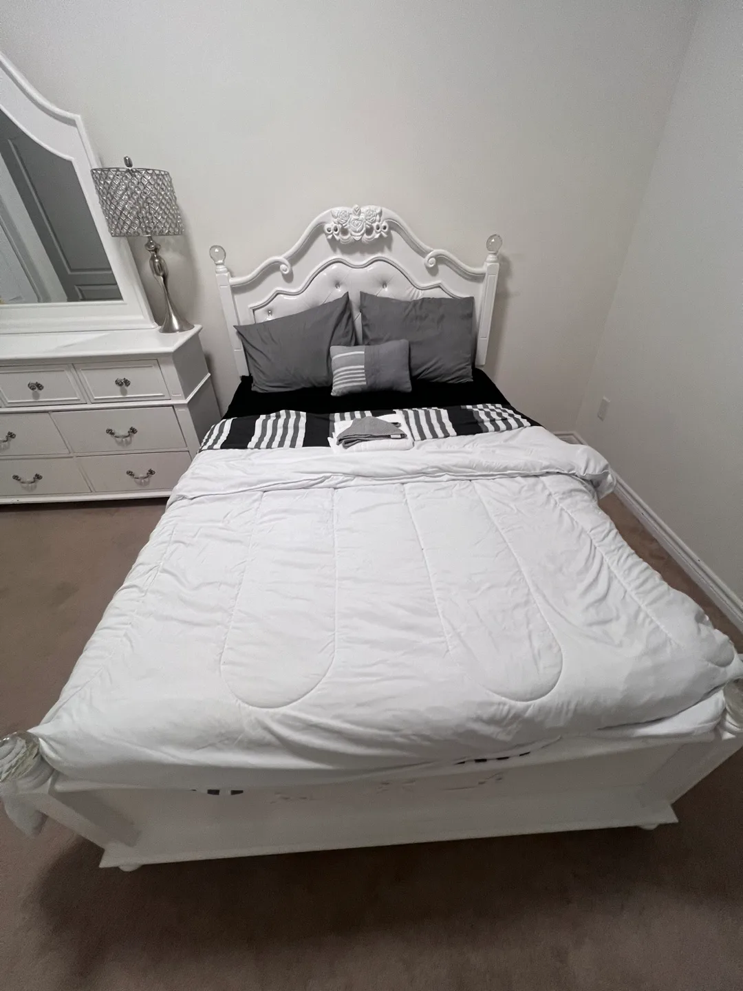 White Princess Bed and Dresser thumbnail