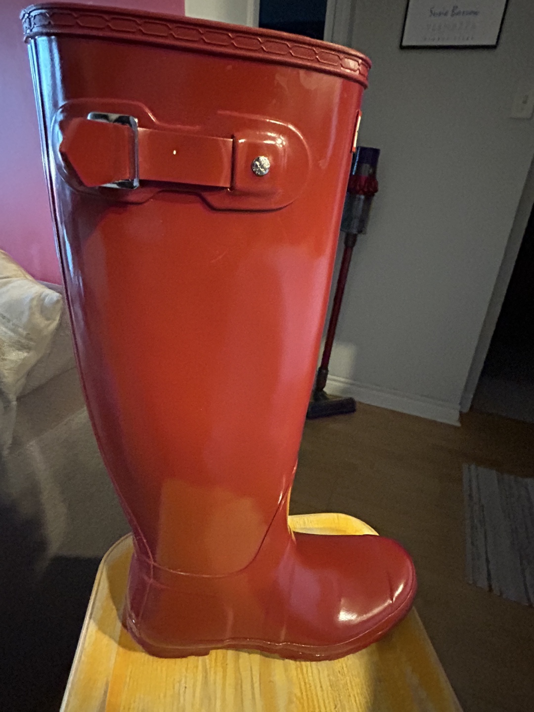 Red tall Hunter boots size 8. - $50