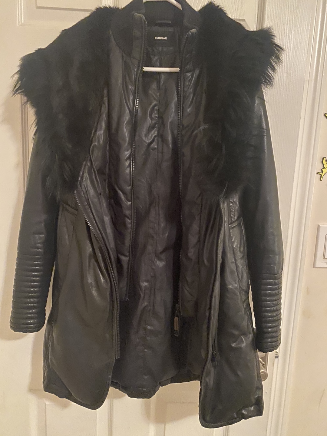 RUDSAK Black Faux Fur Trimmed Leather Jacket - photo 3