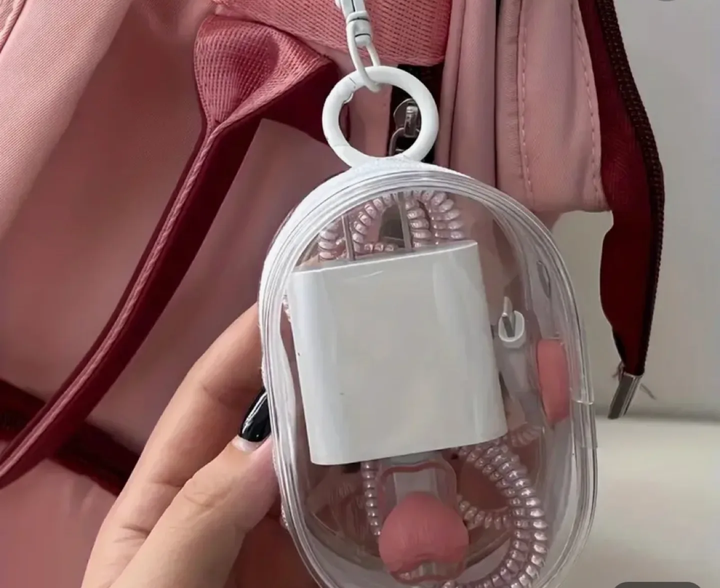 Clear Zippered Pouch for Phone Charger and Earbuds image indicator(2)