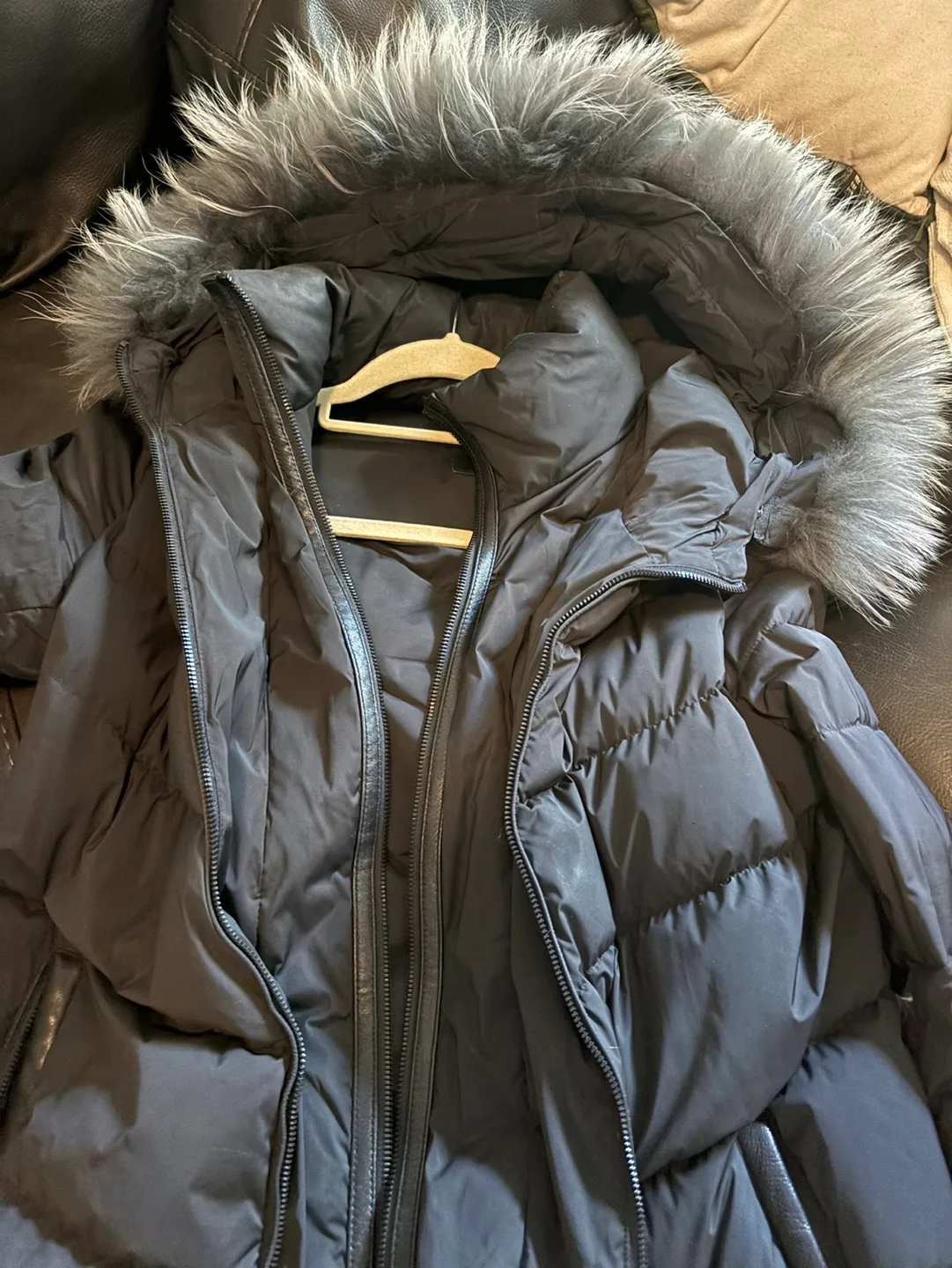 Rudsak Black Puffer Jacket with Fur Hood image indicator(2)