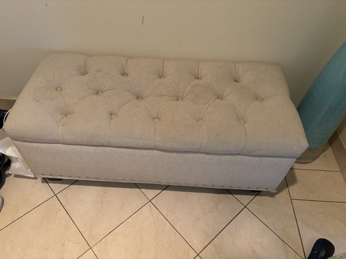 Beige Storage Ottoman