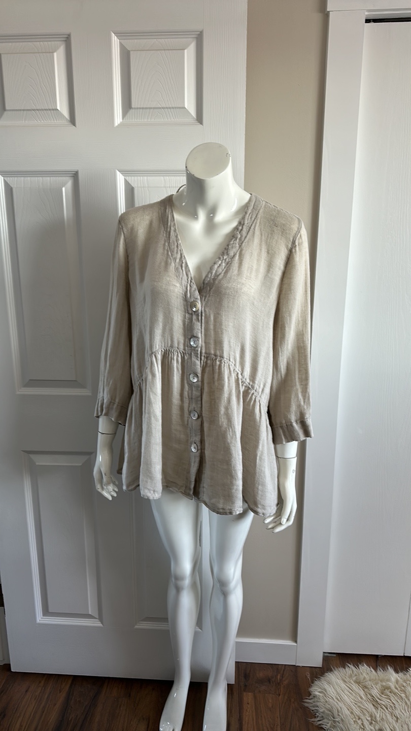Cream Linen Button Up Blouse - photo 4