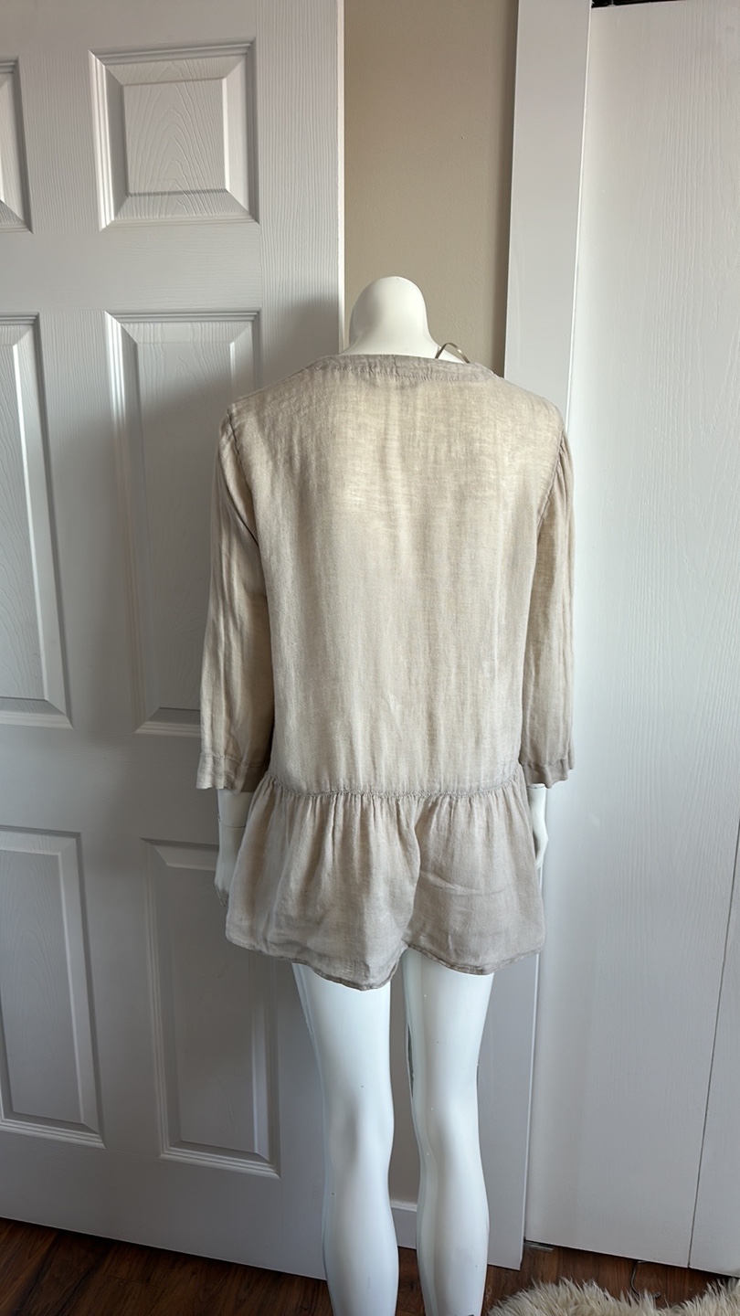 Cream Linen Button Up Blouse - photo 5
