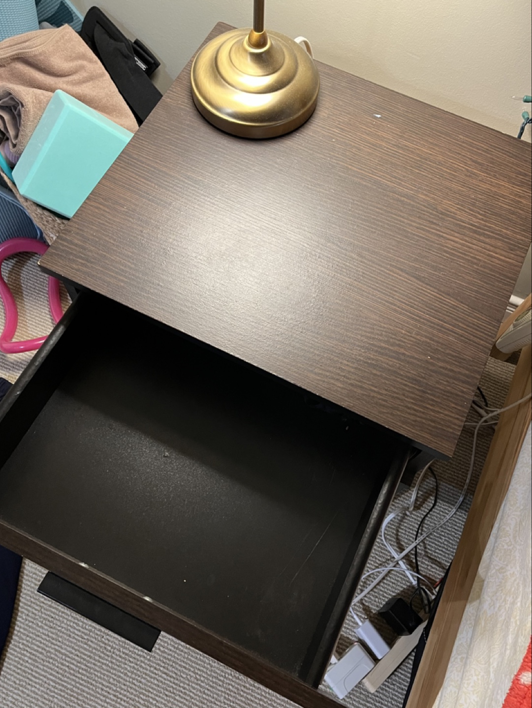 Dark brown Nightstand with Drawer - photo 2