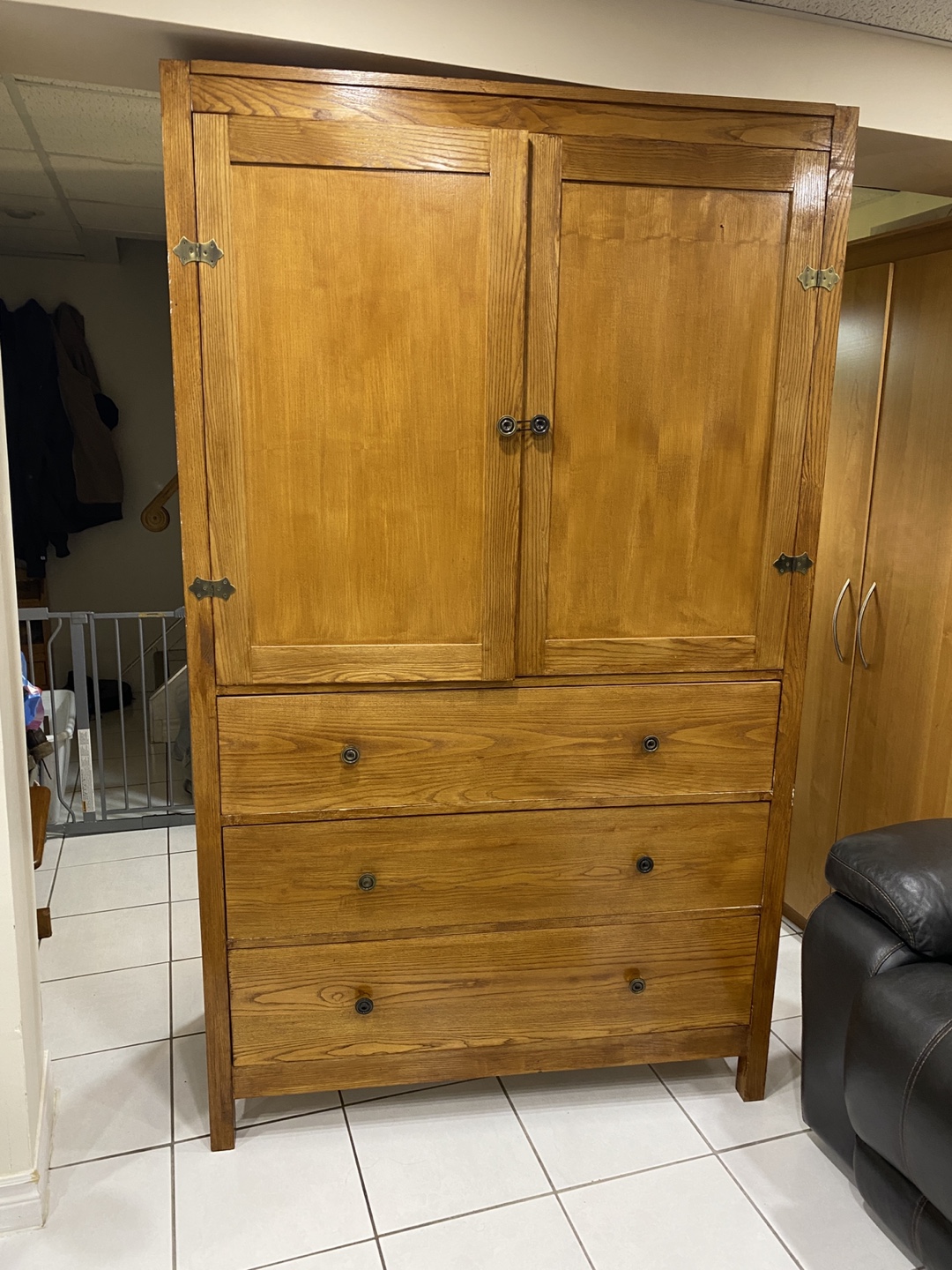 Solid Wood Armoire with three Drawers