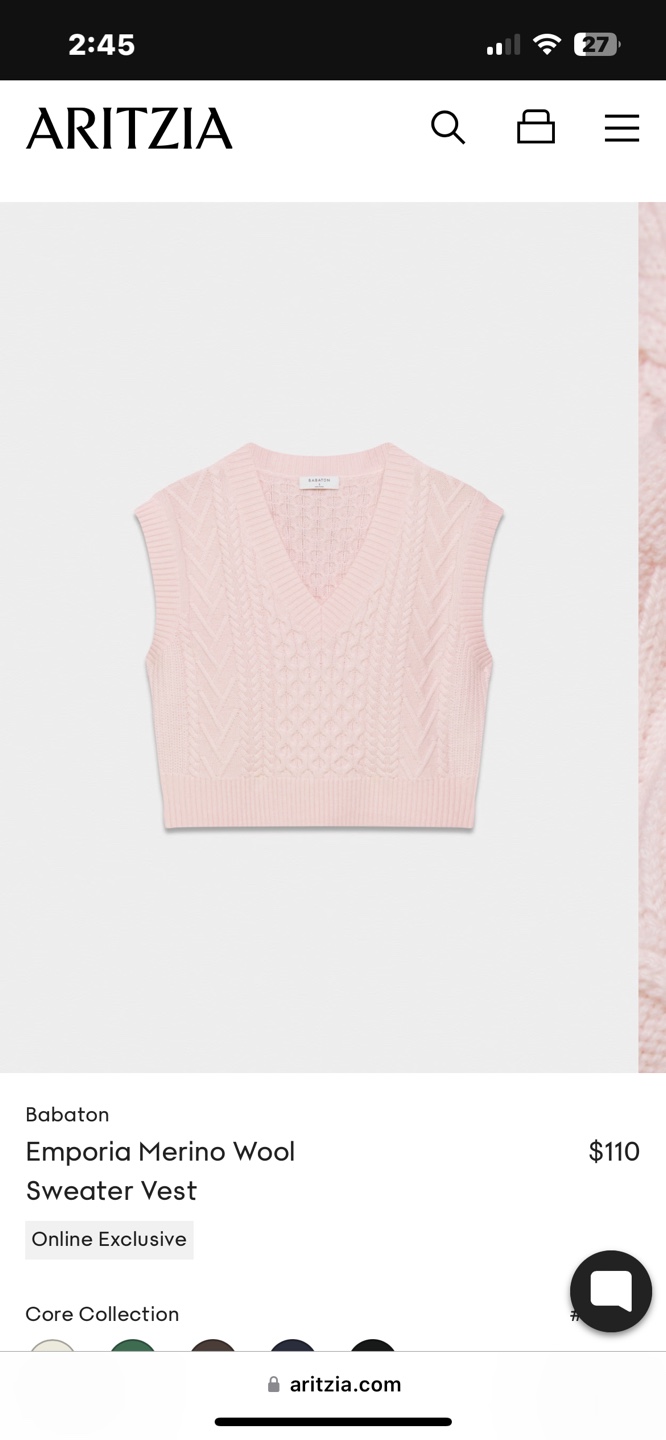 Aritzia Wool Sweater Vest (pink)