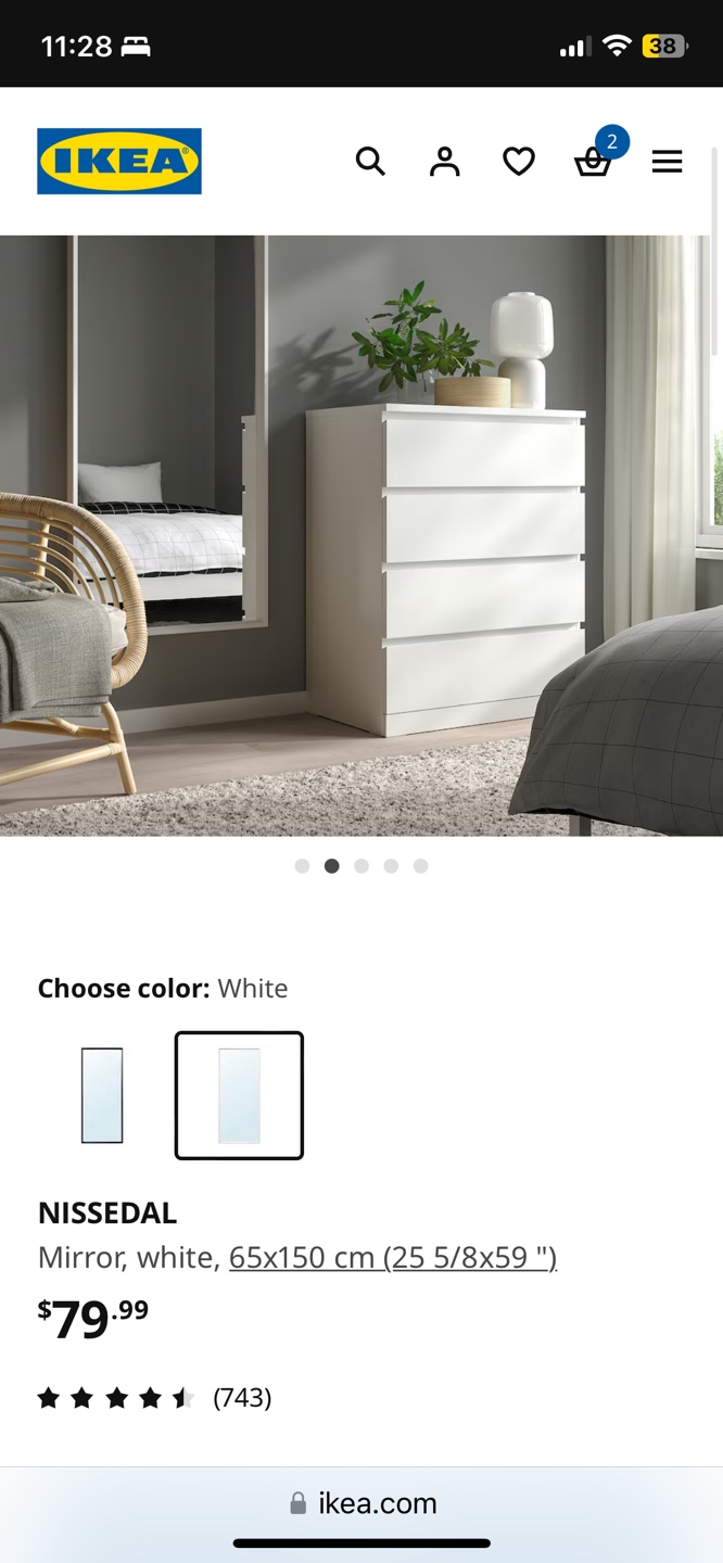 IKEA NISSEDAL White Mirror - photo 3