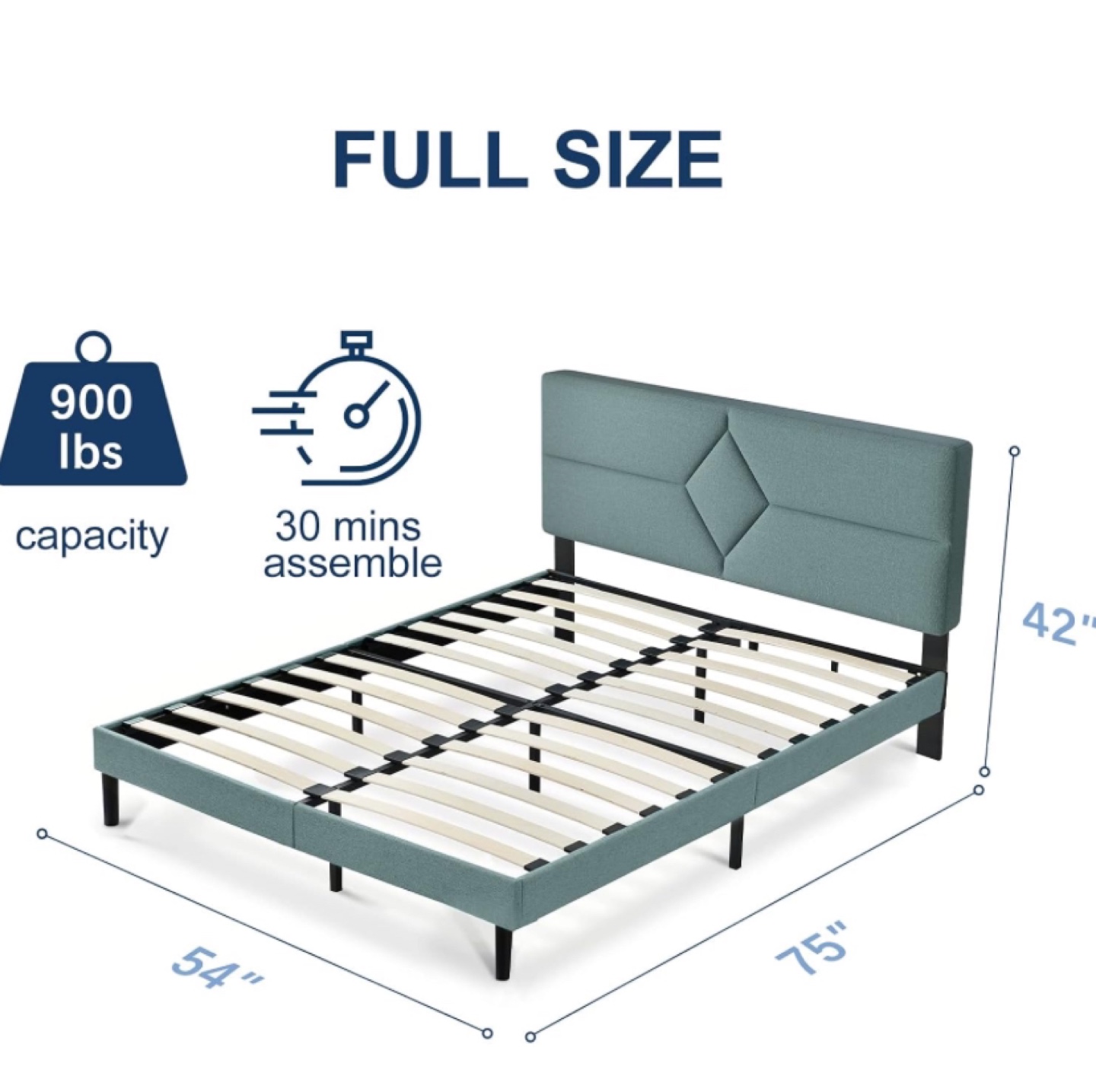 Full Size Upholstered Bed Frame with Full sized Mattress - photo 2