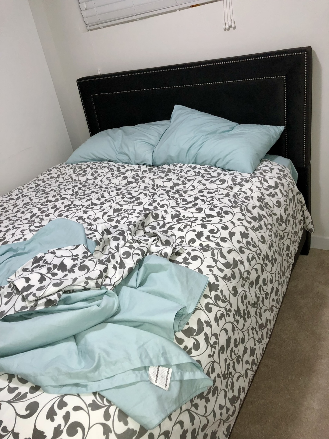 Grey Queen-sized Upholstered Bed Frame