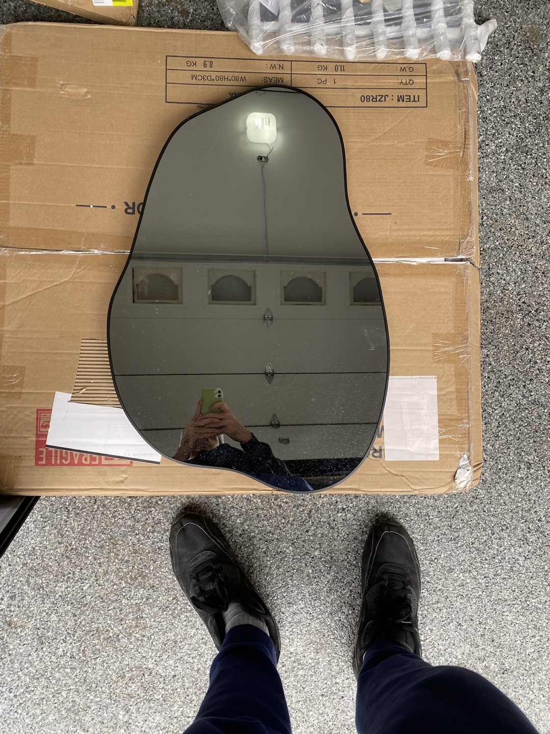 POZINO Asymmetrical Wall Mirror, Black Frame, 30"x20.5" - photo 2