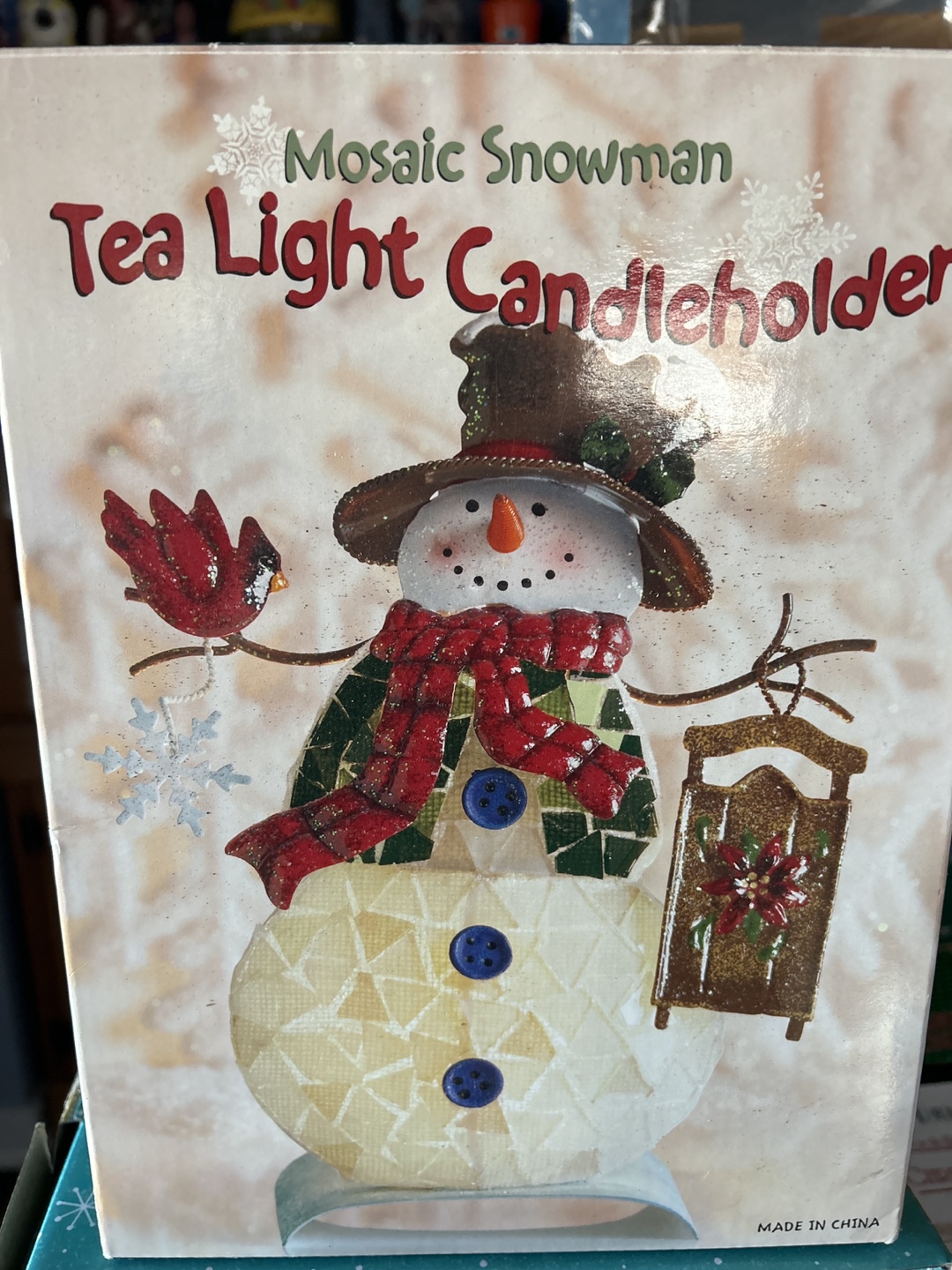 Mosaic Snowman Tea Light Candle Holder
