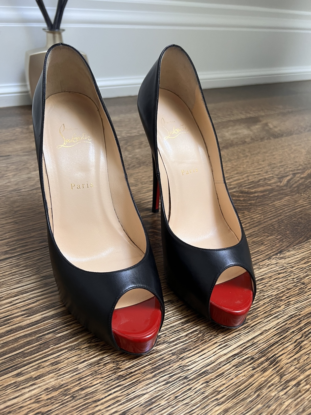 Christian Louboutin Black Peep Toe Heels