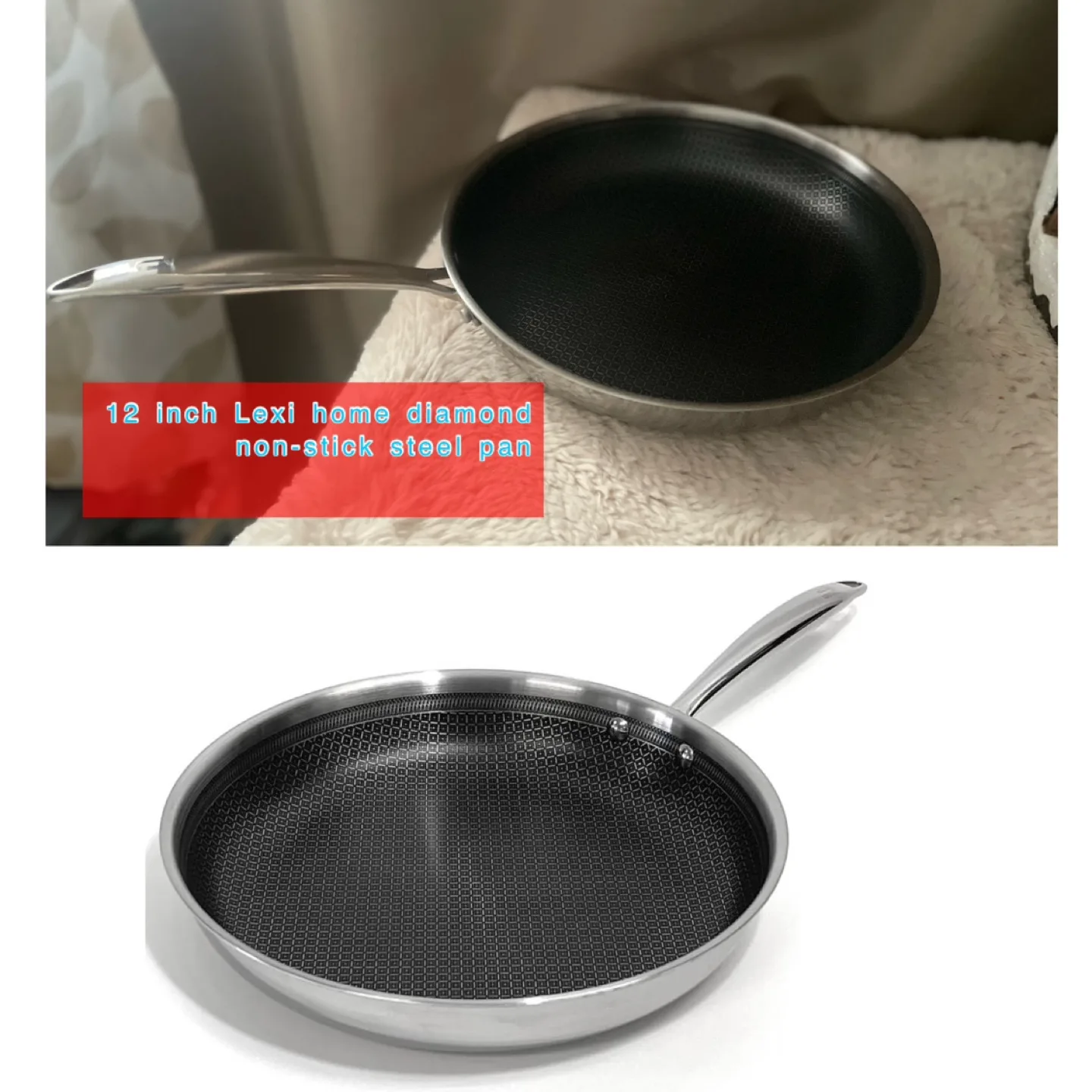 Lexi Home 12 Inch Diamond Non-stick Frying Pan thumbnail