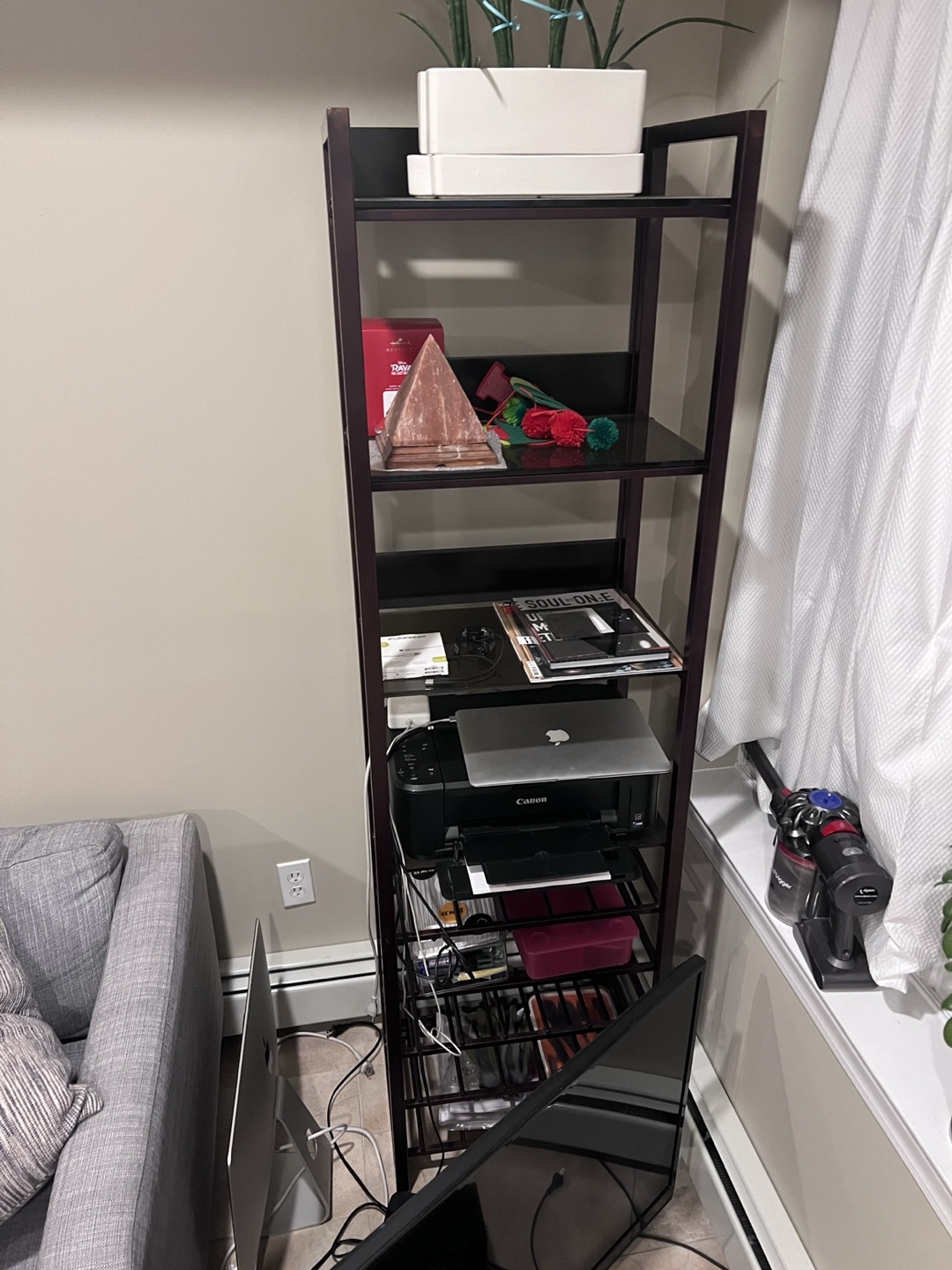 Metal Bookshelf with Glass Shelves