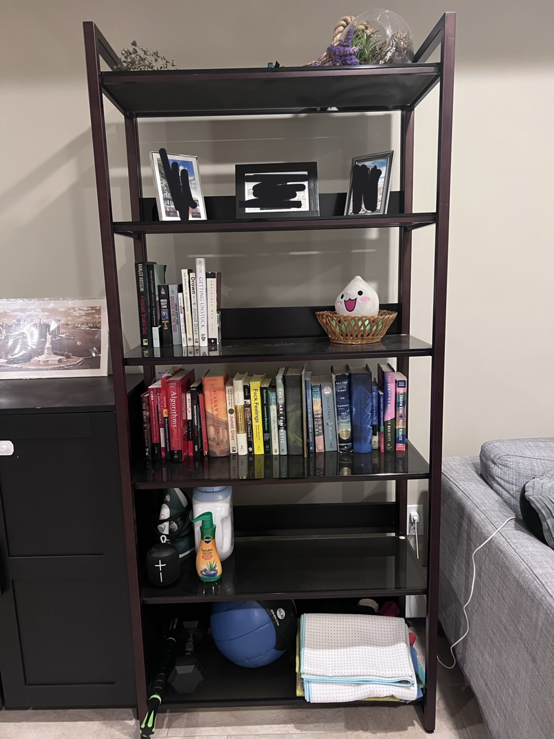 Metal Bookshelf with Glass Shelves - photo 2