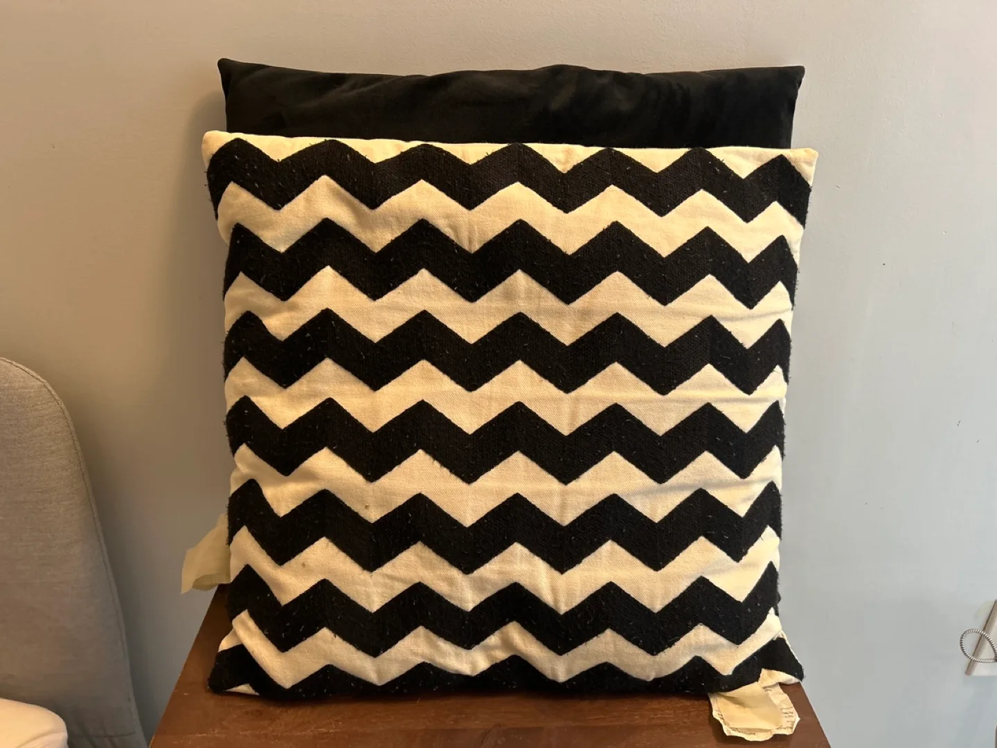 Black Suede and Black and White Chevron Pillows image indicator(2)