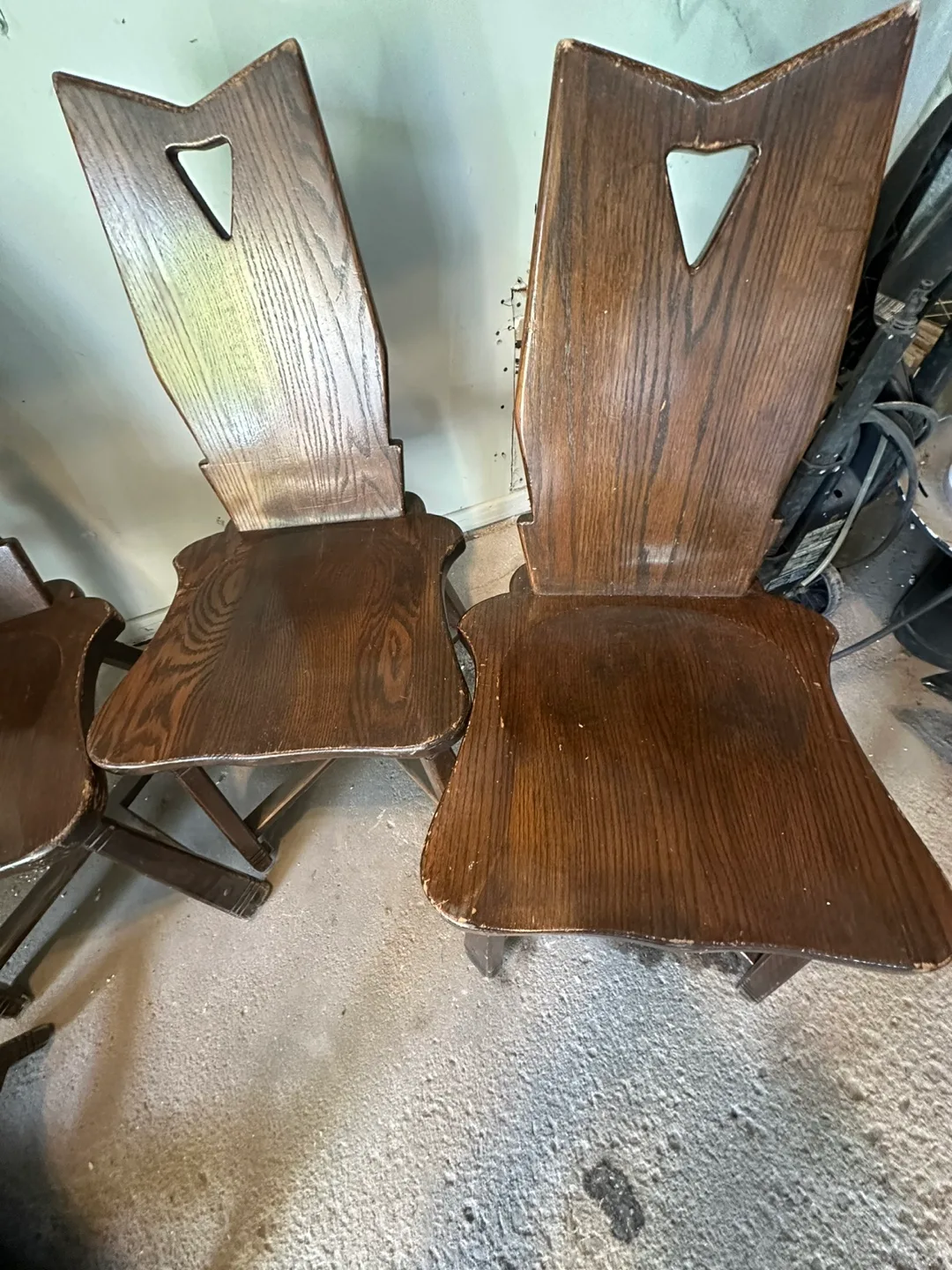 Set of 4 Antique Wooden Chairs image indicator(2)