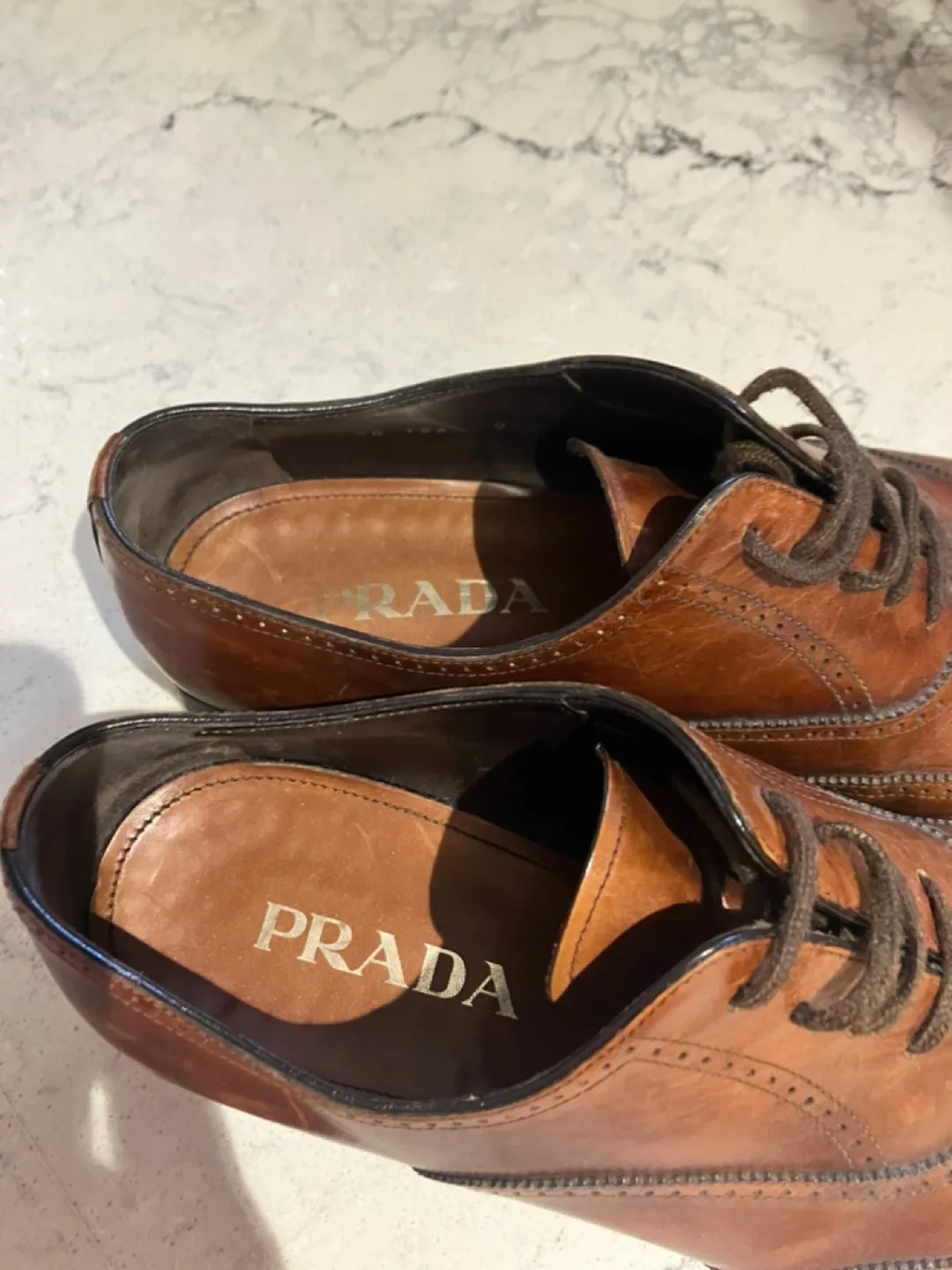 Prada Brown Leather Oxford Shoes image indicator(4)