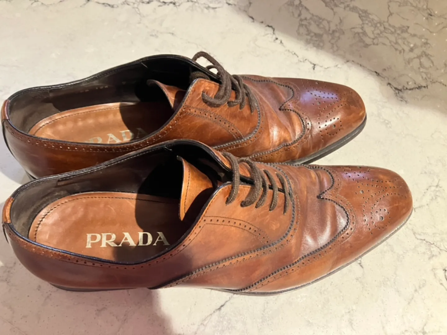 Prada Brown Leather Oxford Shoes image indicator(3)