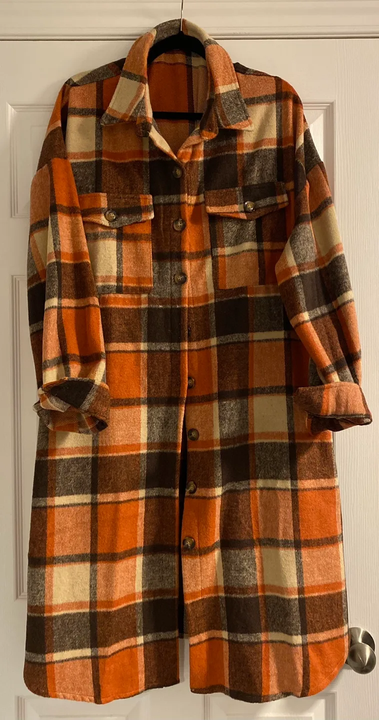 Long Sleeve Plaid Shirt Jacket image indicator(2)