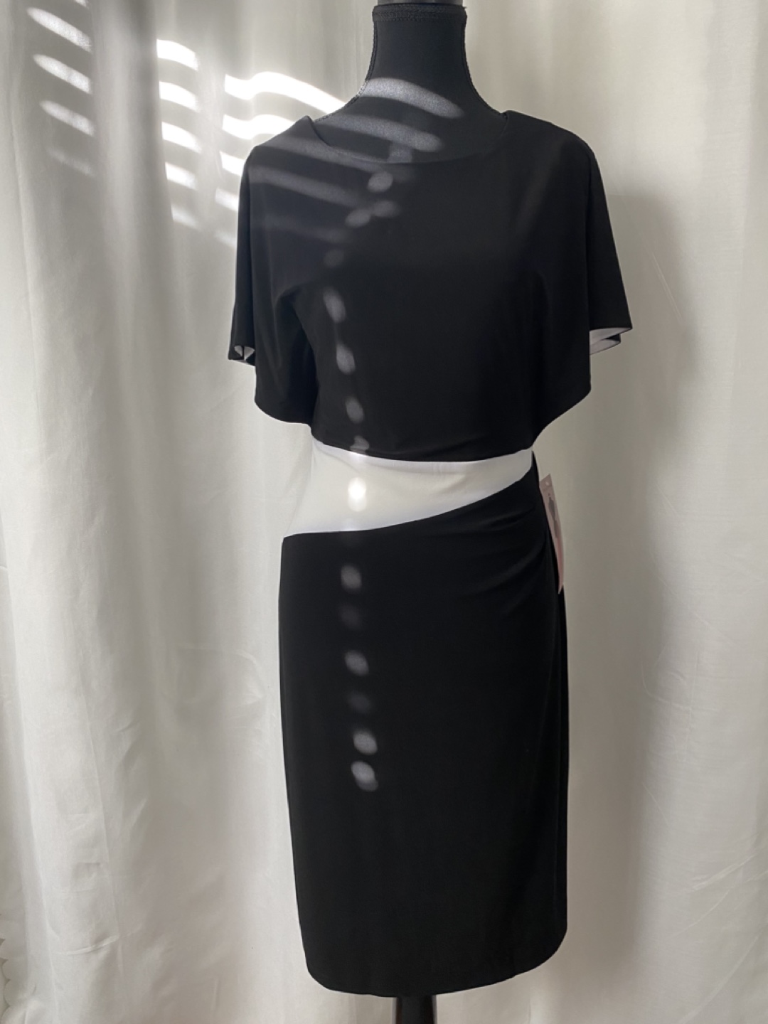 Nina Leonard Black and White Cut-Out Dress