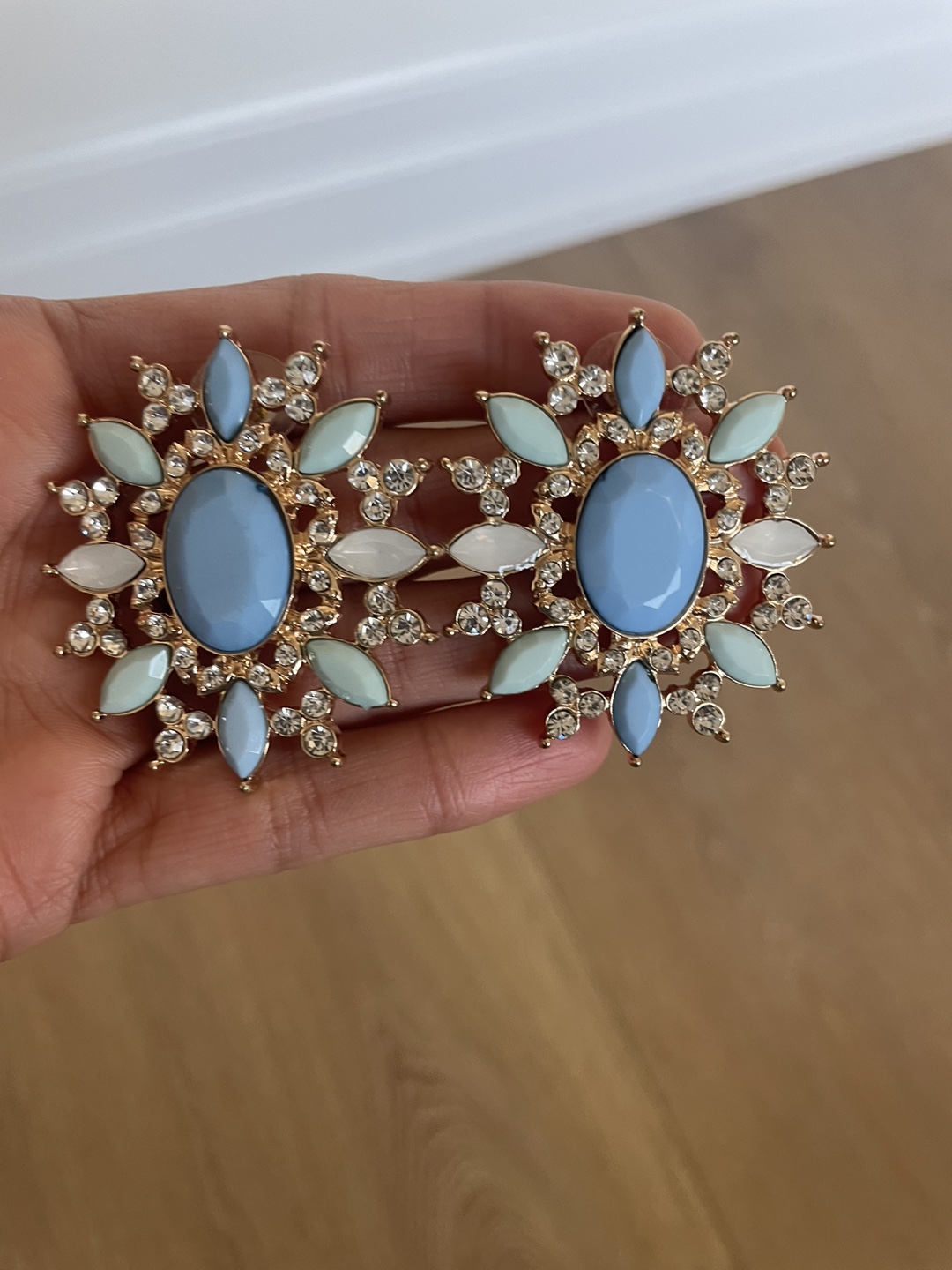 Blue and White Statement Earrings