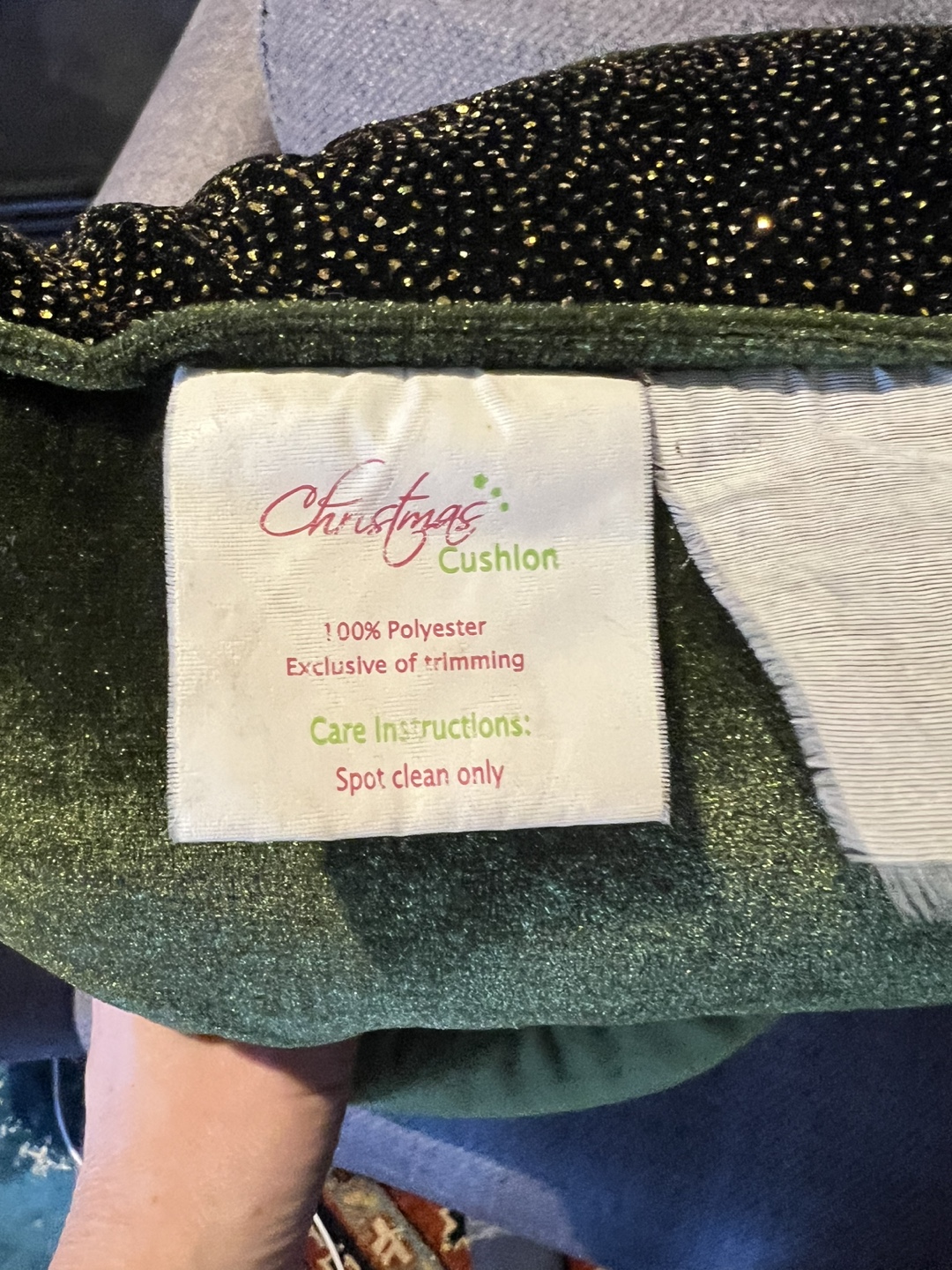 Green Velvet Christmas Cushion - photo 5