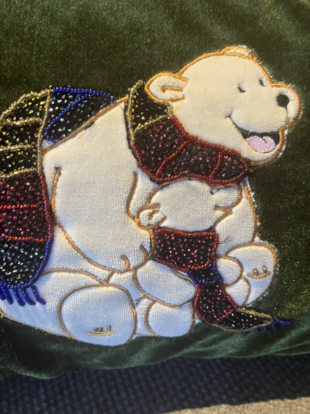 Green Velvet Christmas Cushion - photo 2