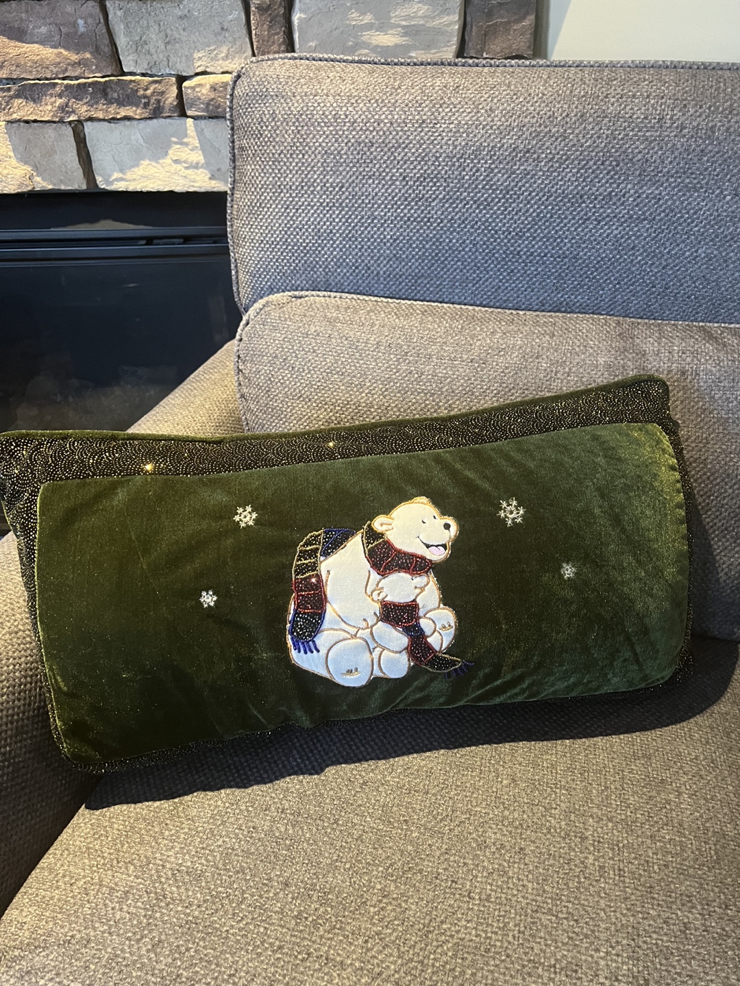 Green Velvet Christmas Cushion