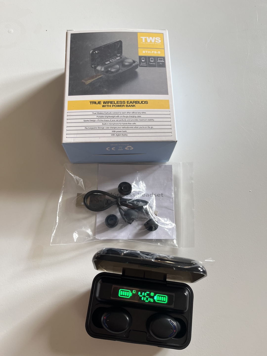 Wireless Earbuds with LED Display and Power Bank