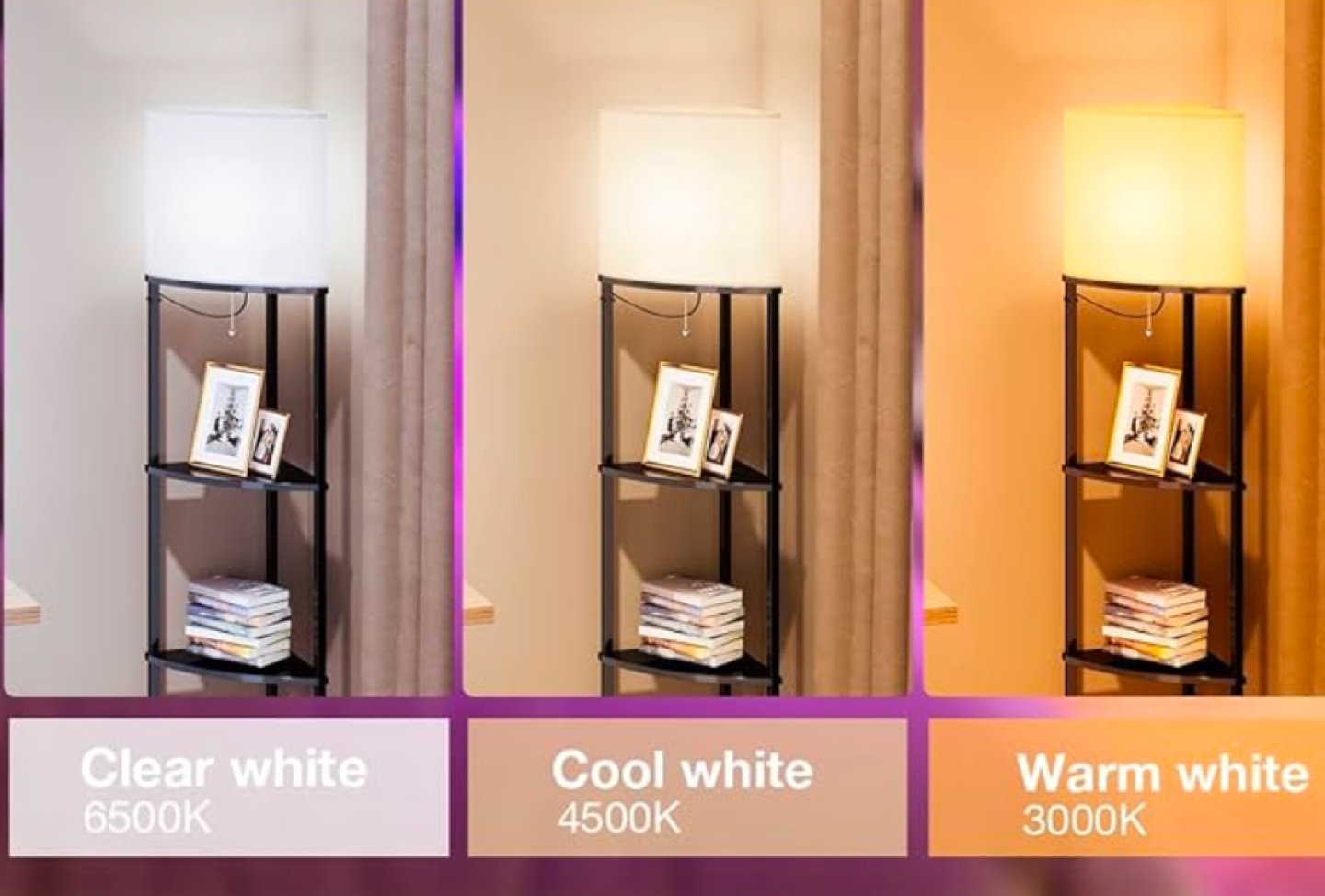 Corner Floor Lamp with Shelves and Charging Station