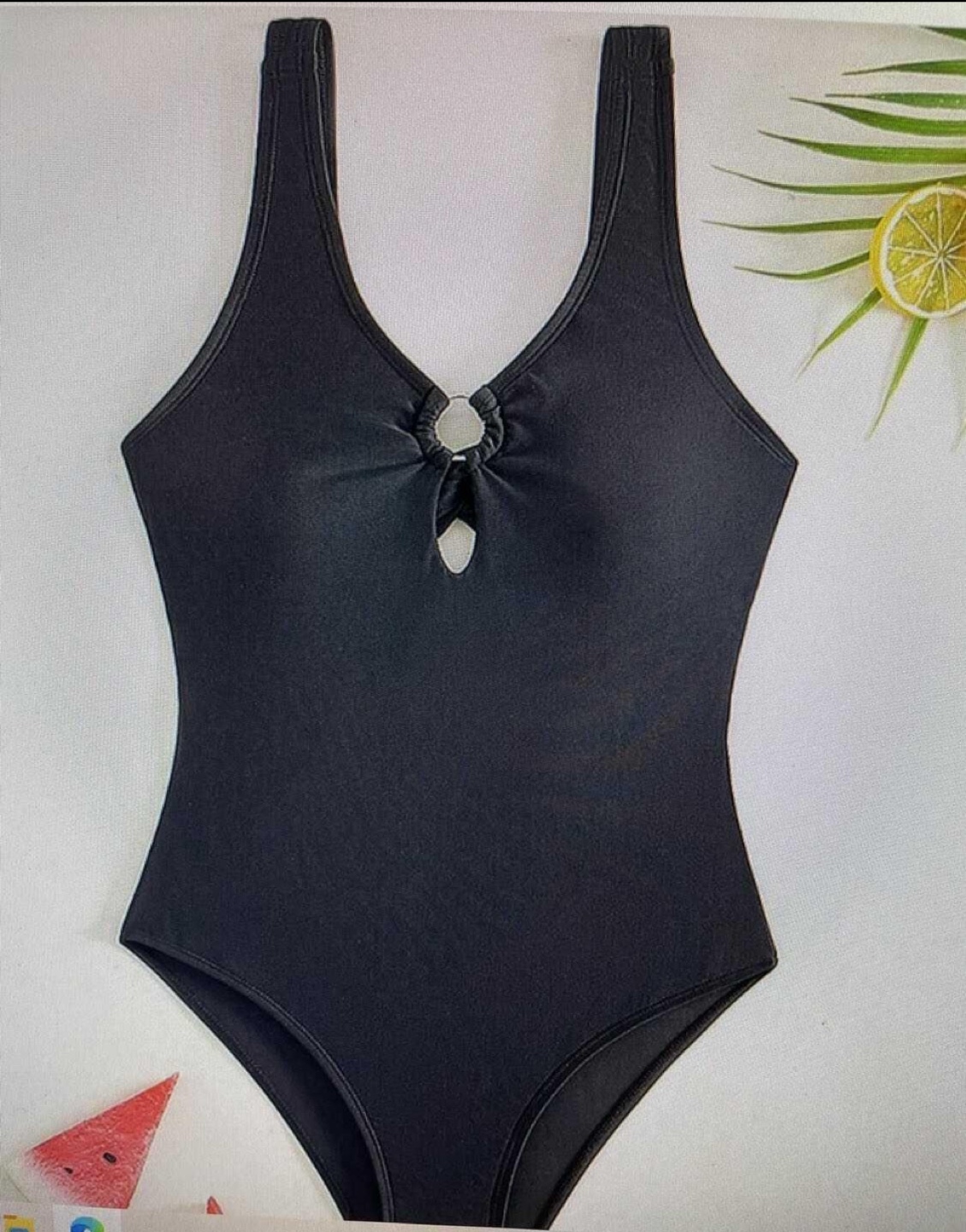 Youth New Black One Piece Swimsuit with Cut Out Back size 8/9 - photo 3