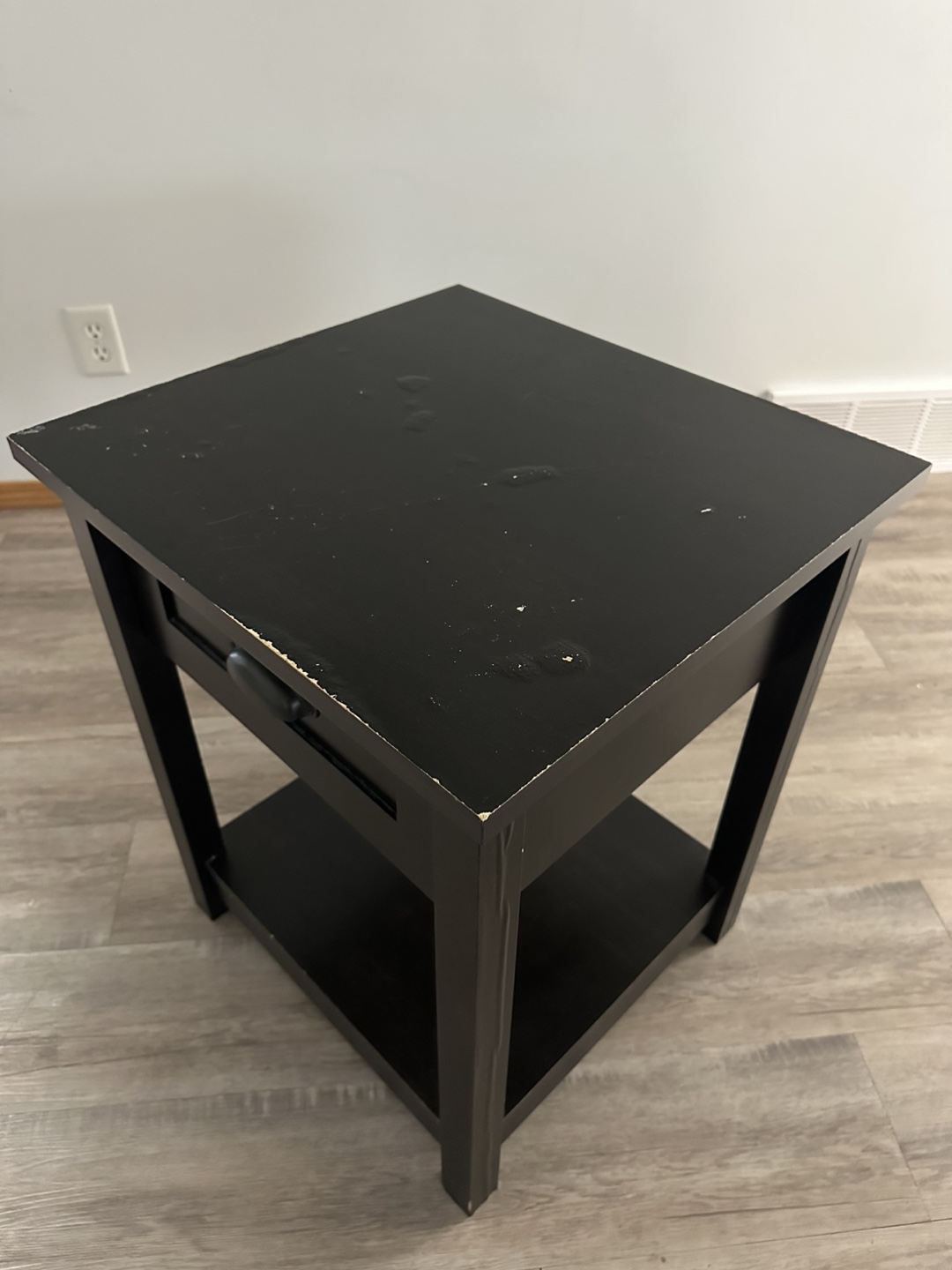 Black Nightstand with Drawer - photo 4