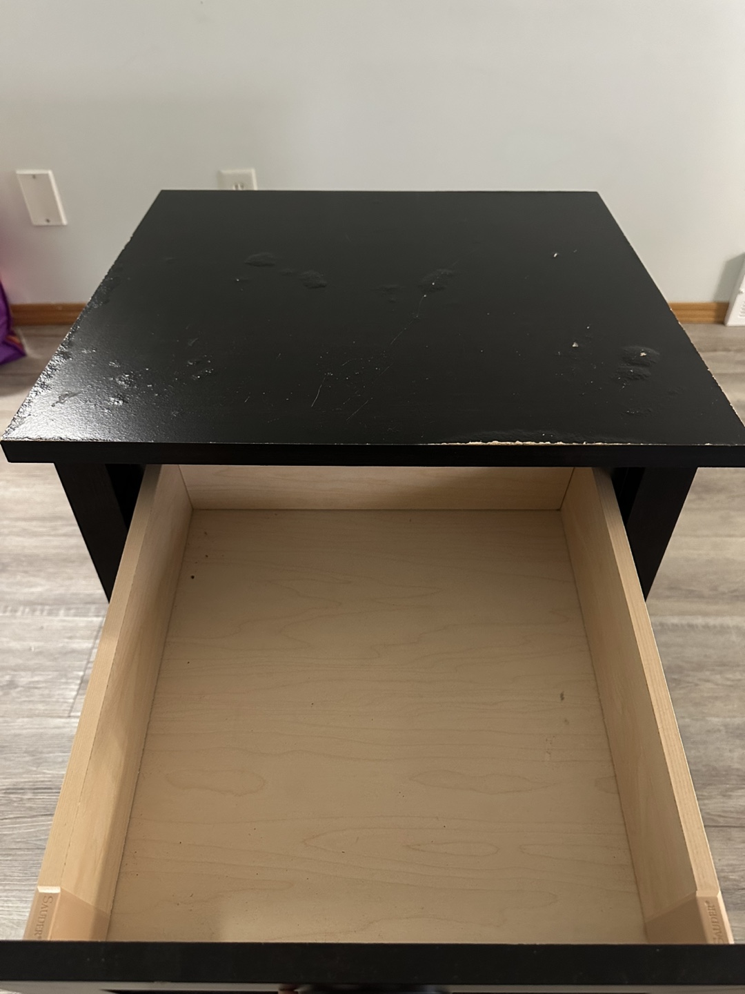 Black Nightstand with Drawer - photo 2