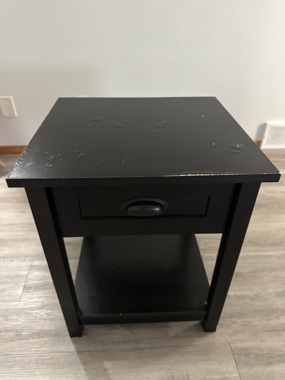 Black Nightstand with Drawer