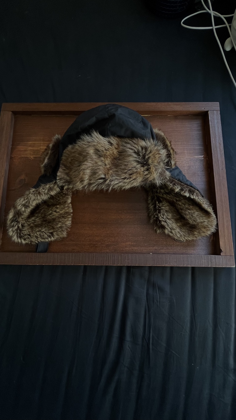 Black Faux Fur Trapper Hat